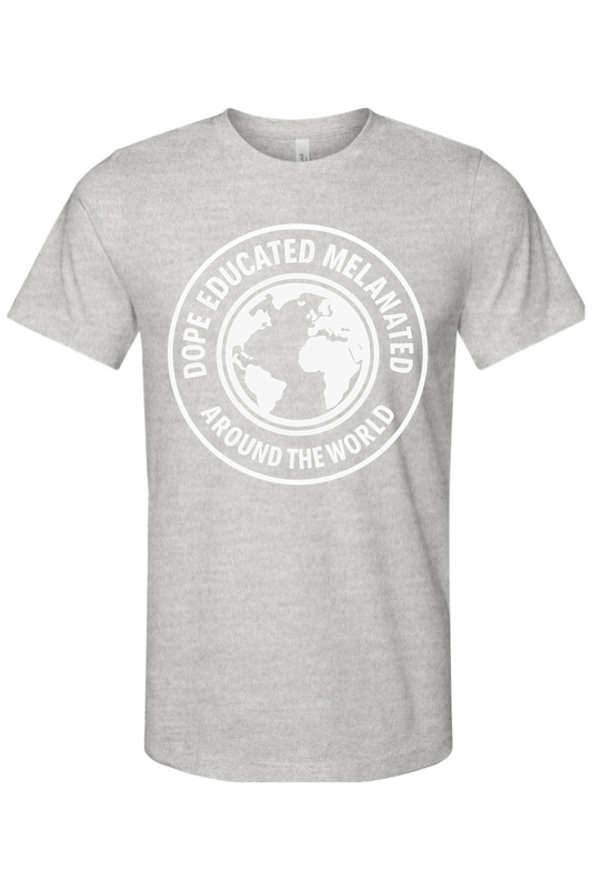 Dope Educated Melanated Stamp - White Font Unisex Short Sleeve Shirt