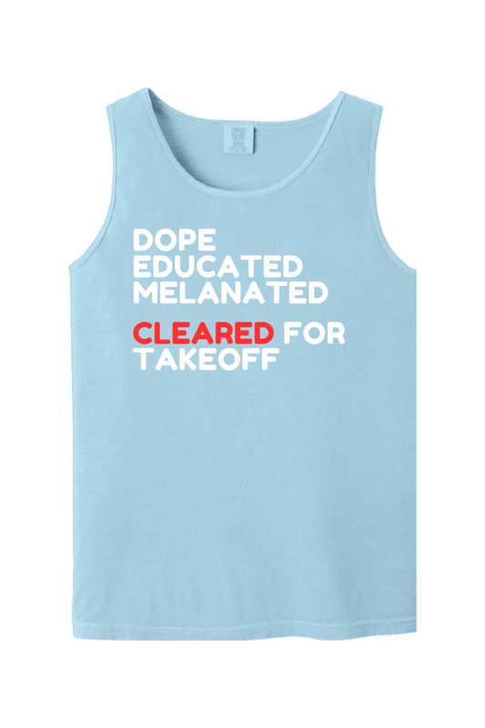 Cleared for Takeoff - White/Red Font Unisex Tank Top