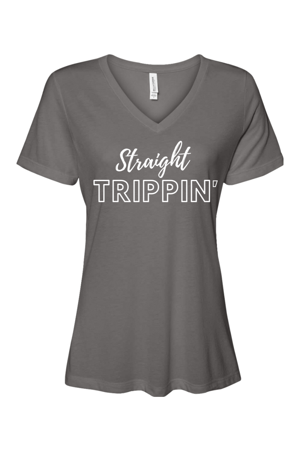 Straight Trippin' - White Font Women’s V-Neck Short Sleeve Shirt