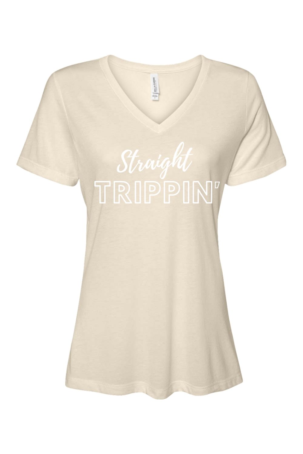Straight Trippin' - White Font Women’s V-Neck Short Sleeve Shirt