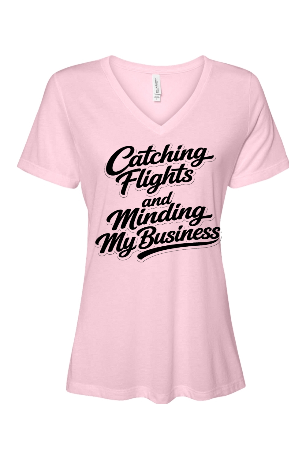 Minding My Business - Black Font Women's Short Sleeve V-Neck Shirt