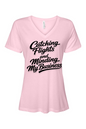 Minding My Business - Black Font Women's Short Sleeve V-Neck Shirt