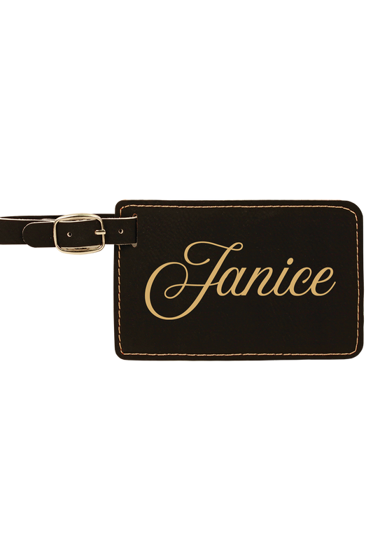 Janice - 4 1/4" x 2 3/4" Laserable Leatherette Luggage Tag