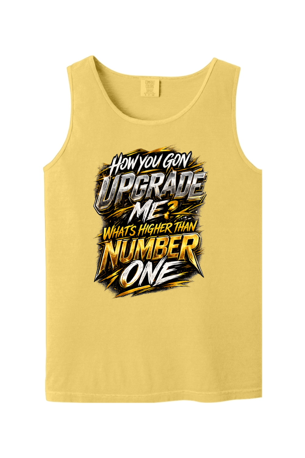 How You Gon Upgrade Me? V2 - White/Gold Font Unisex Tank Top