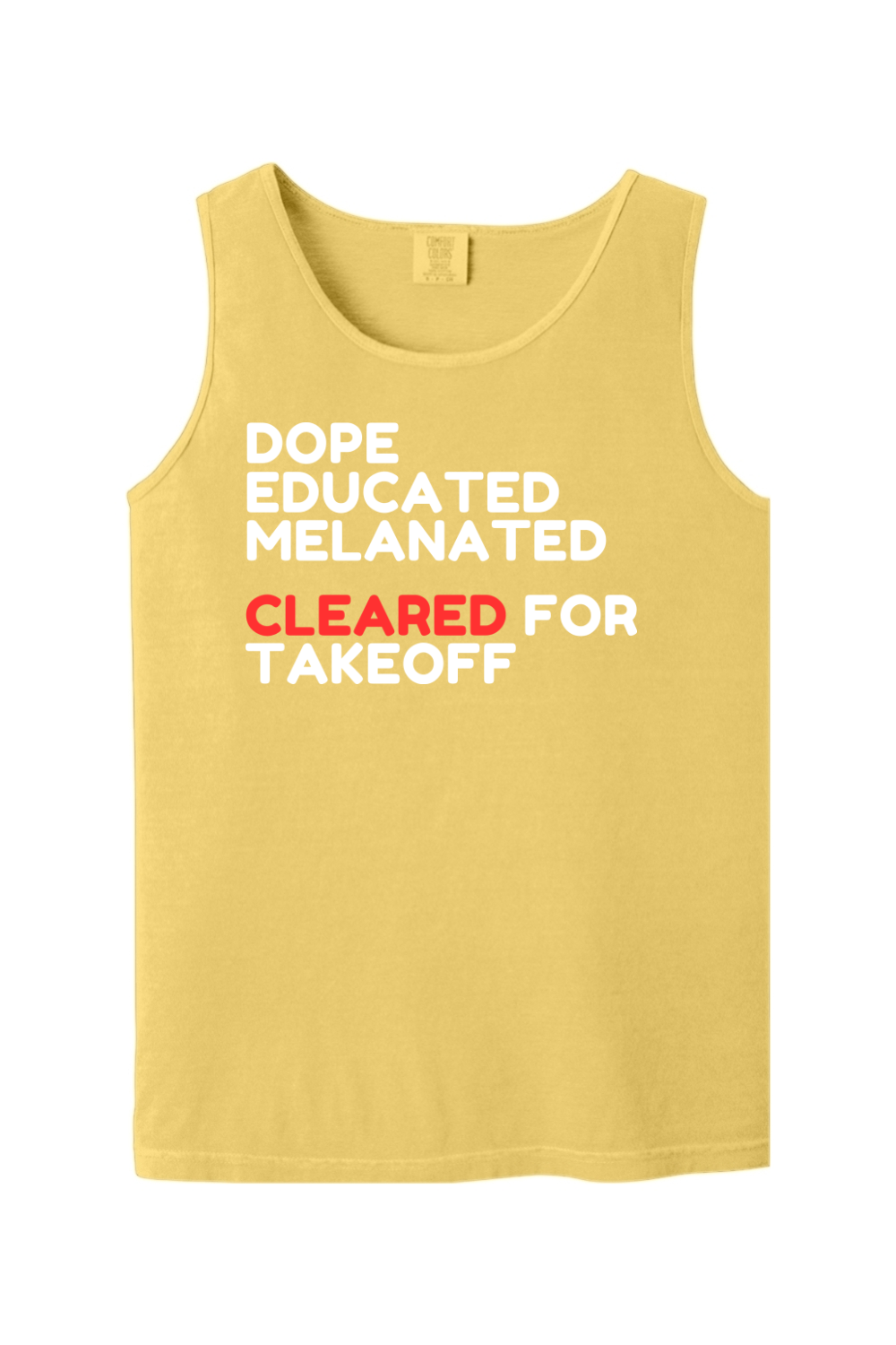 Cleared for Takeoff - White/Red Font Unisex Tank Top