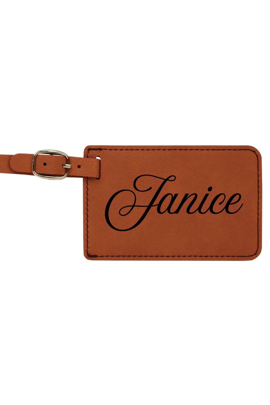 Janice - 4 1/4" x 2 3/4" Laserable Leatherette Luggage Tag