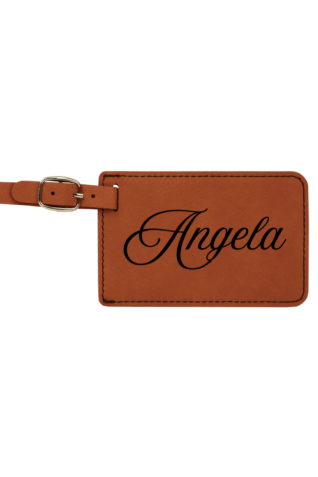 Angela - 4 1/4" x 2 3/4" Laserable Leatherette Luggage Tag
