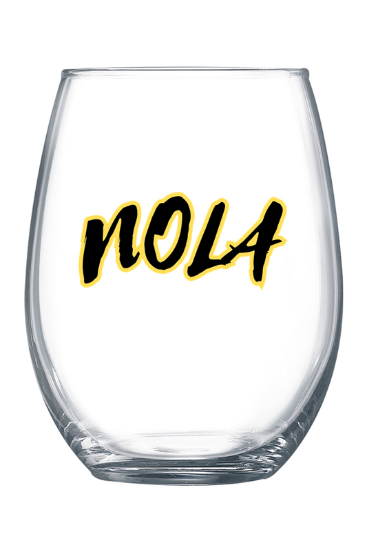 NOLA - Gold/Black 21 oz. Stemless Wine Glass