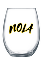 NOLA - Gold/Black 21 oz. Stemless Wine Glass