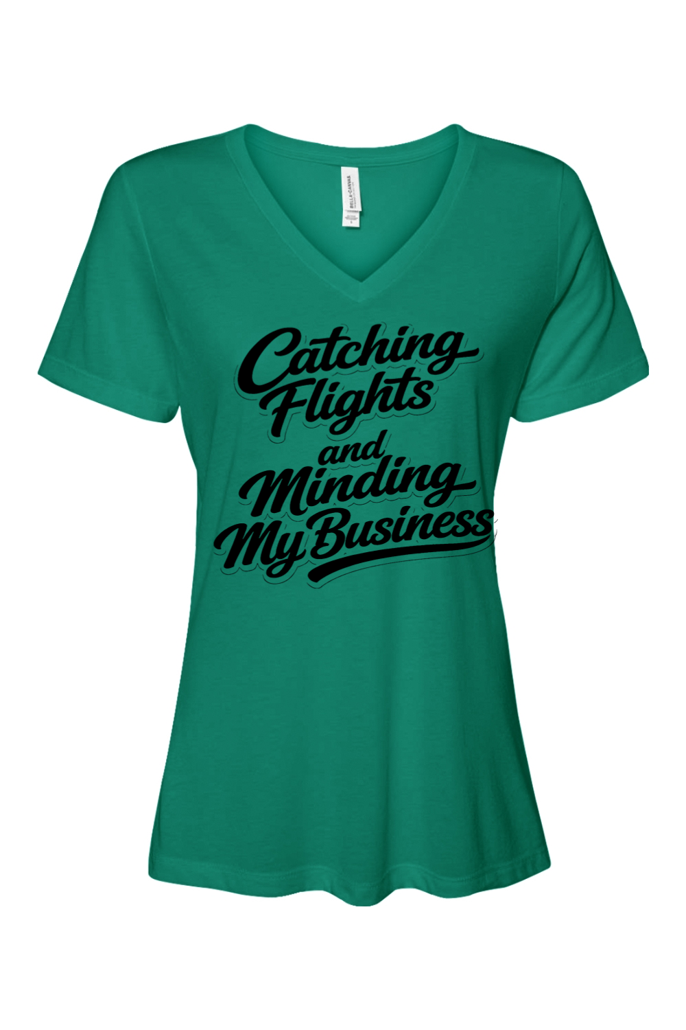 Minding My Business - Black Font Women's Short Sleeve V-Neck Shirt