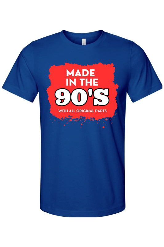 Made in the 90s Original Parts - White/Red Font Unisex Short Sleeve Shirt