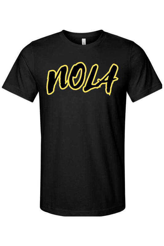 NOLA - Gold/Black Font Unisex Short Sleeve Shirt
