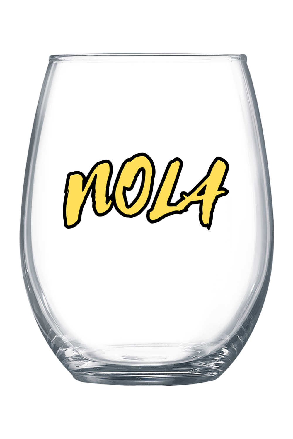 NOLA - Black/Gold Font 21 oz. Stemless Wine Glass