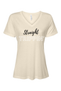 Straight Trippin' - Black/WhiteFont Women’s V-Neck Short Sleeve Shirt