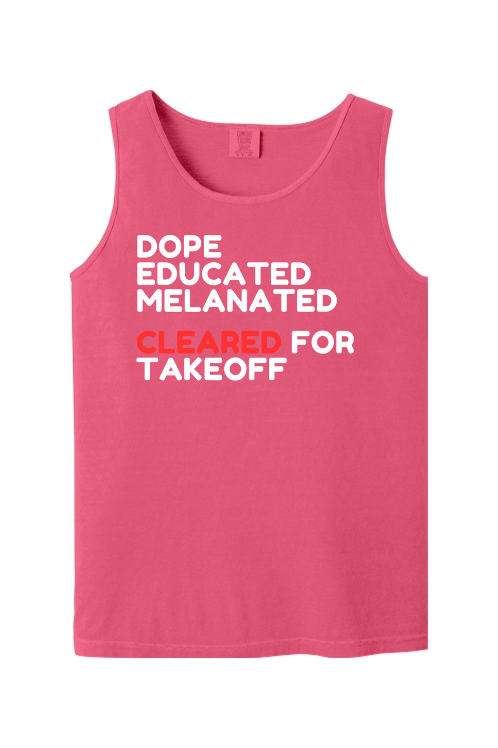 Cleared for Takeoff - White/Red Font Unisex Tank Top