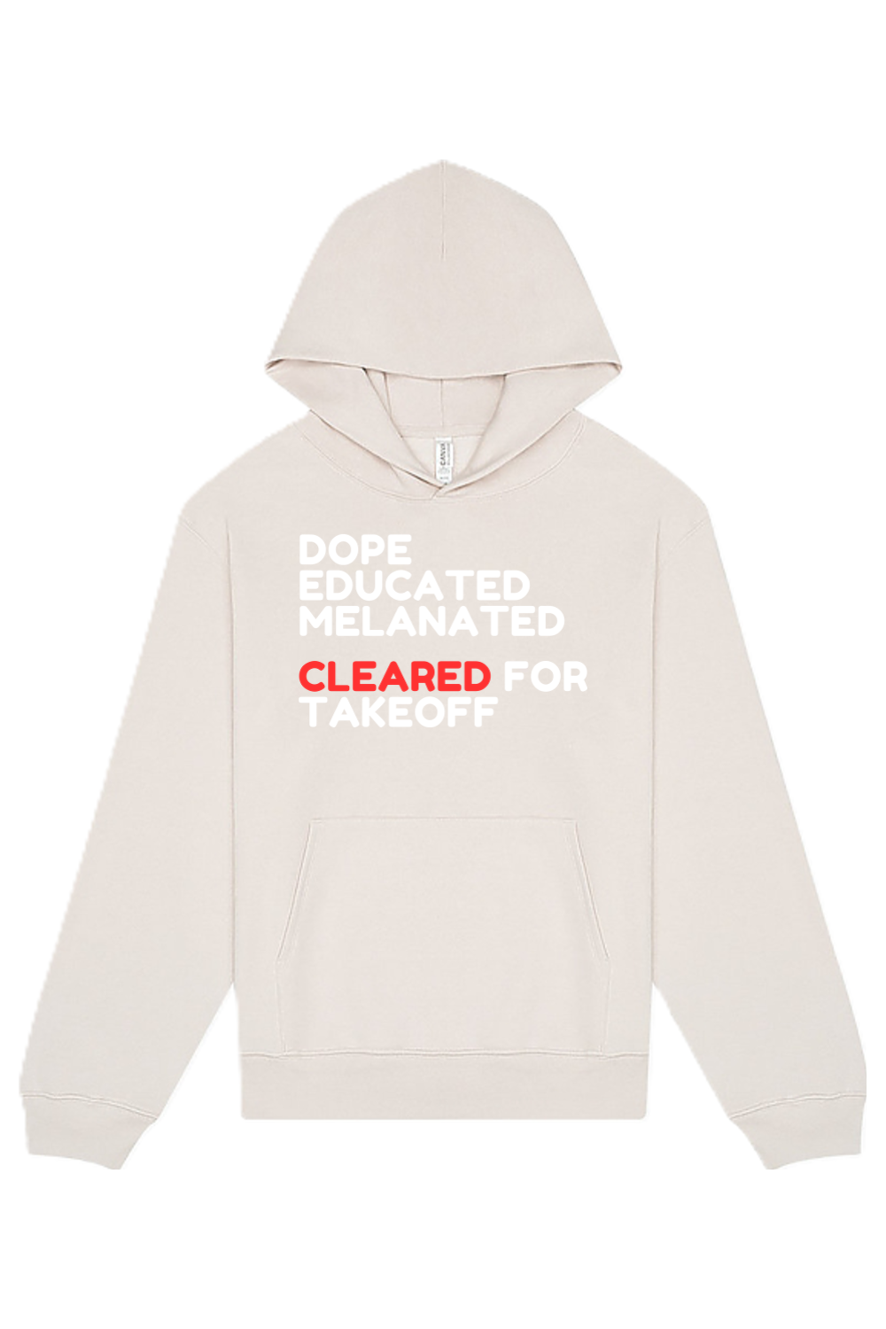 Cleared for Takeoff - White/Red Font Unisex Heavyweight Hoodie