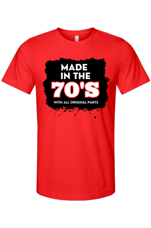 Made in 70s Original Parts - White/Black Font Unisex Short Sleeve Shirt