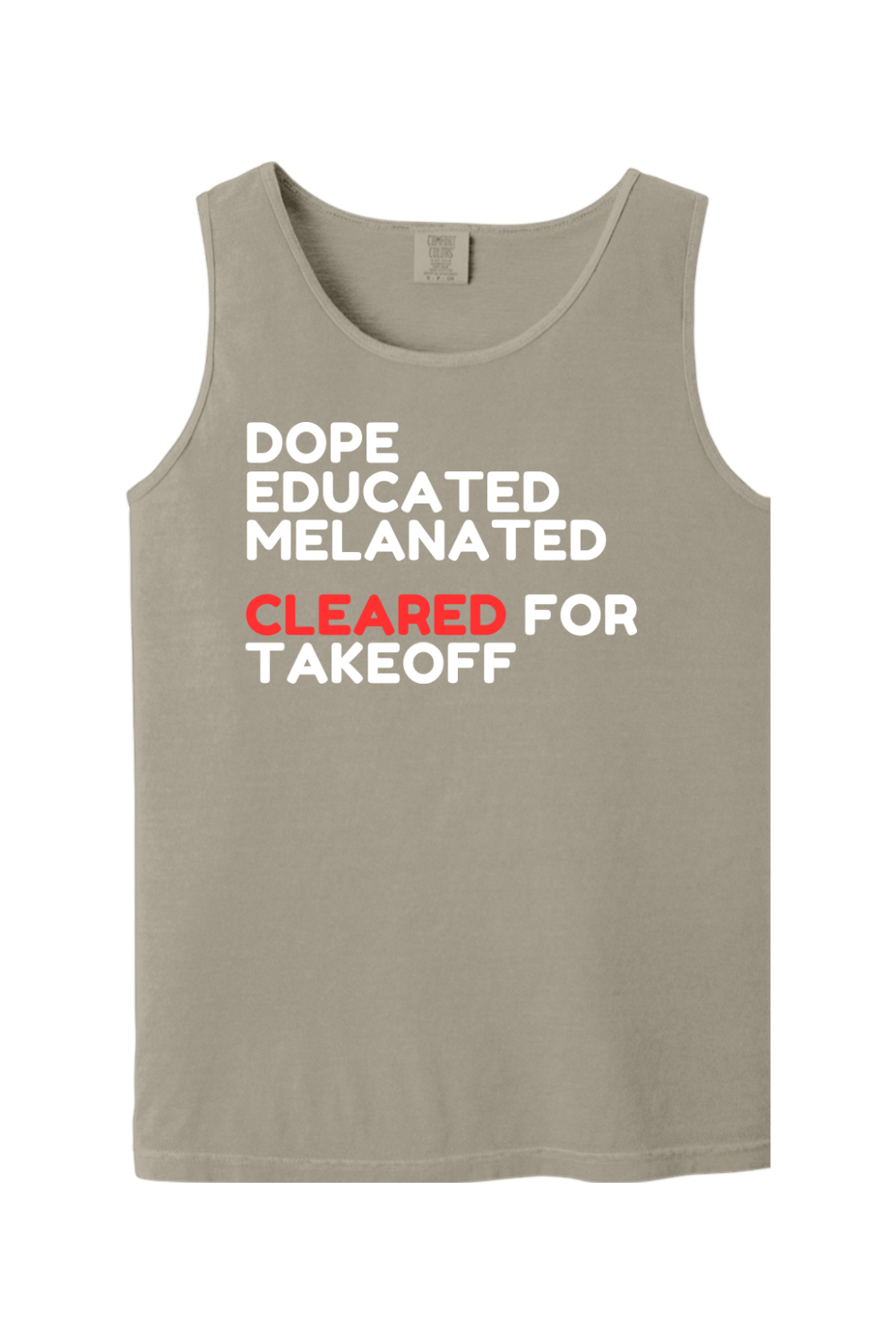 Cleared for Takeoff - White/Red Font Unisex Tank Top