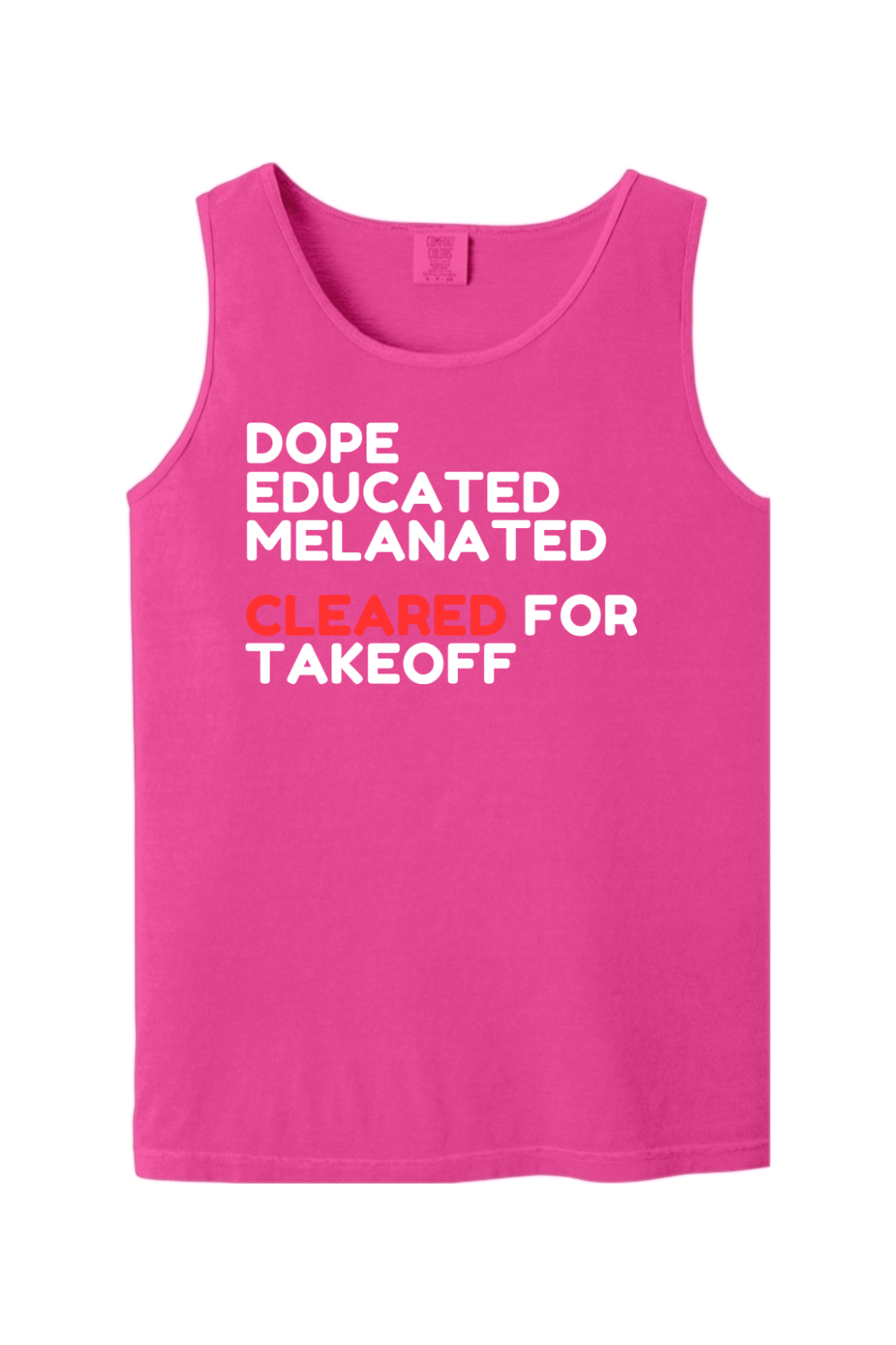 Cleared for Takeoff - White/Red Font Unisex Tank Top