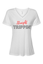 Straight Trippin' - Red/Black Font Women’s V-Neck Short Sleeve Shirt