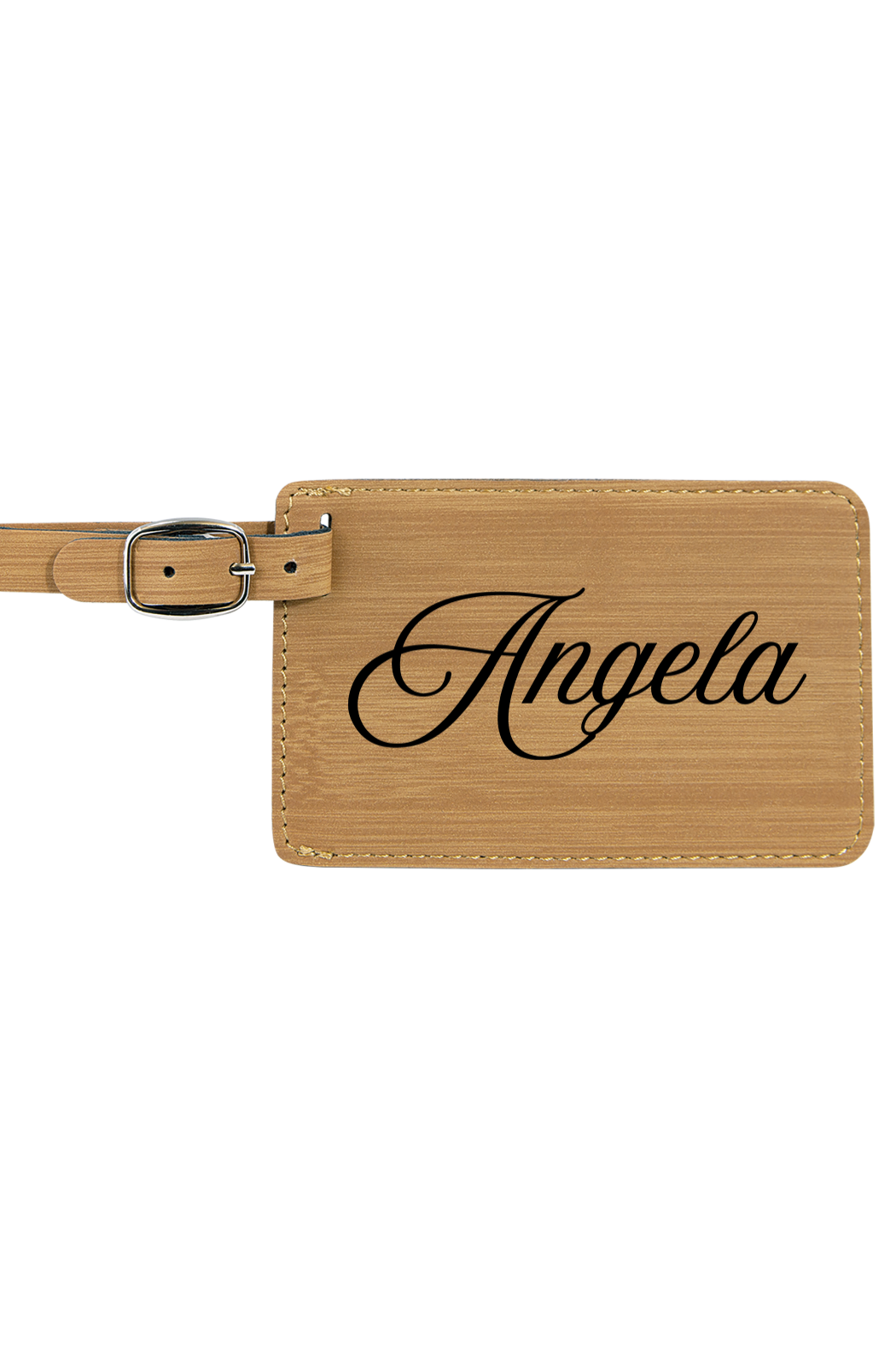 Angela - 4 1/4" x 2 3/4" Laserable Leatherette Luggage Tag