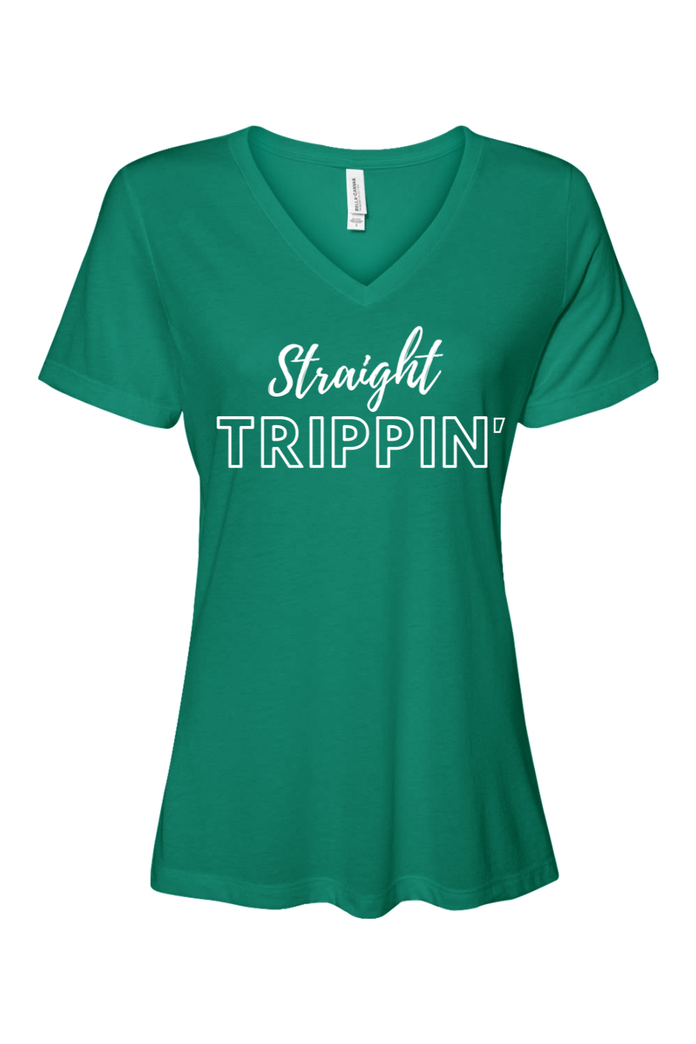 Straight Trippin' - White Font Women’s V-Neck Short Sleeve Shirt