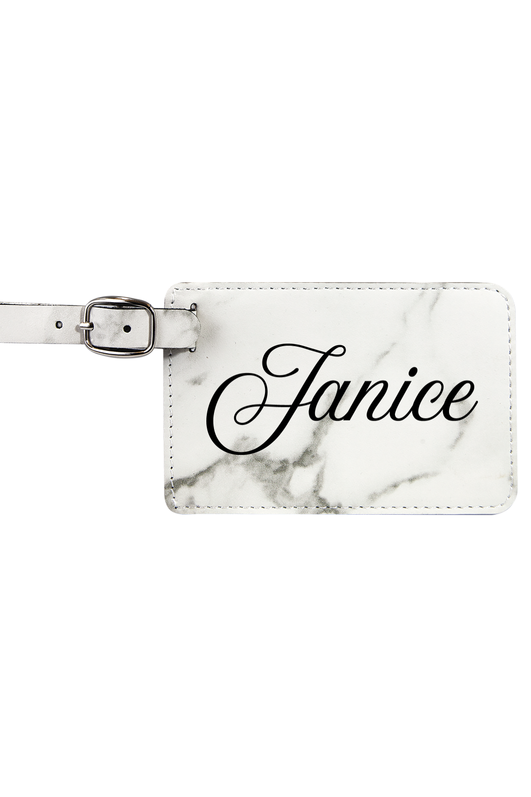 Janice - 4 1/4" x 2 3/4" Laserable Leatherette Luggage Tag