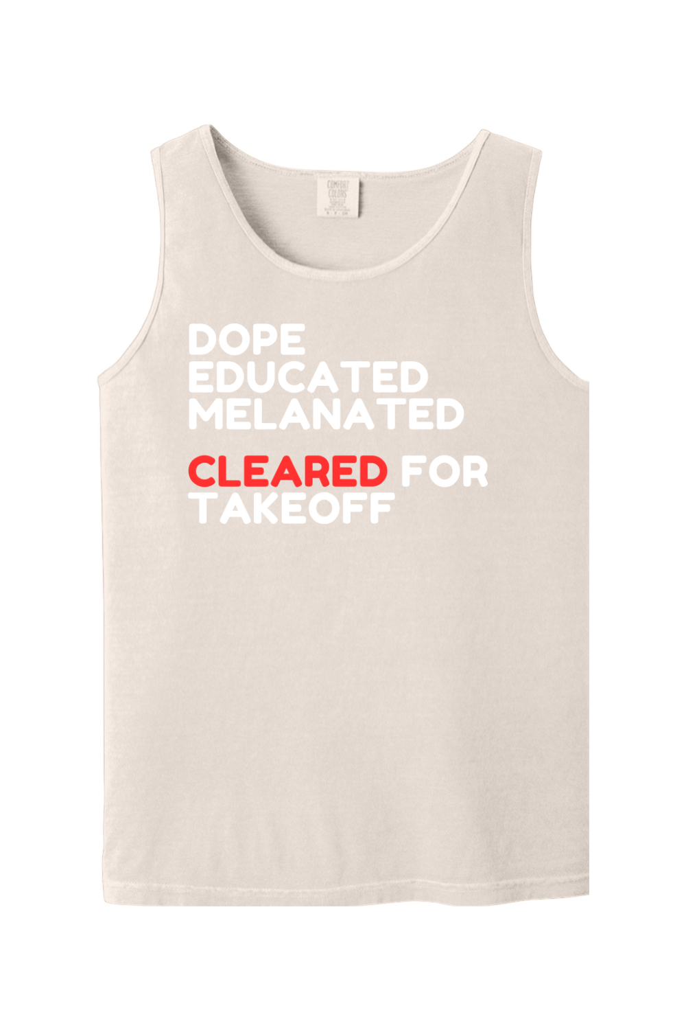 Cleared for Takeoff - White/Red Font Unisex Tank Top