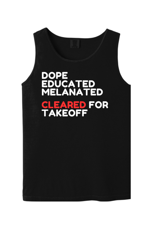 Cleared for Takeoff - White/Red Font Unisex Tank Top