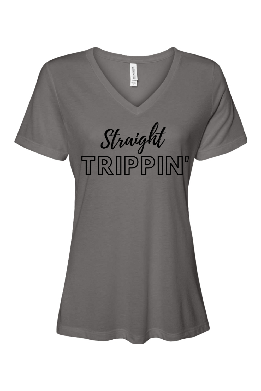 Straight Trippin' - Black Font Women’s V-Neck Short Sleeve Shirt