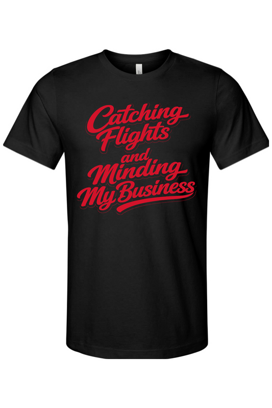 Minding My Business - Red Font Unisex Short Sleeve Shirt