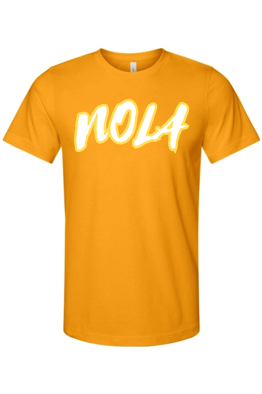 NOLA - Gold/White Font Unisex Short Sleeve Shirt