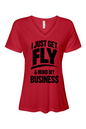 Get Fly & Mind My Business - Black Font Short Sleeve V-Neck T-Shirt