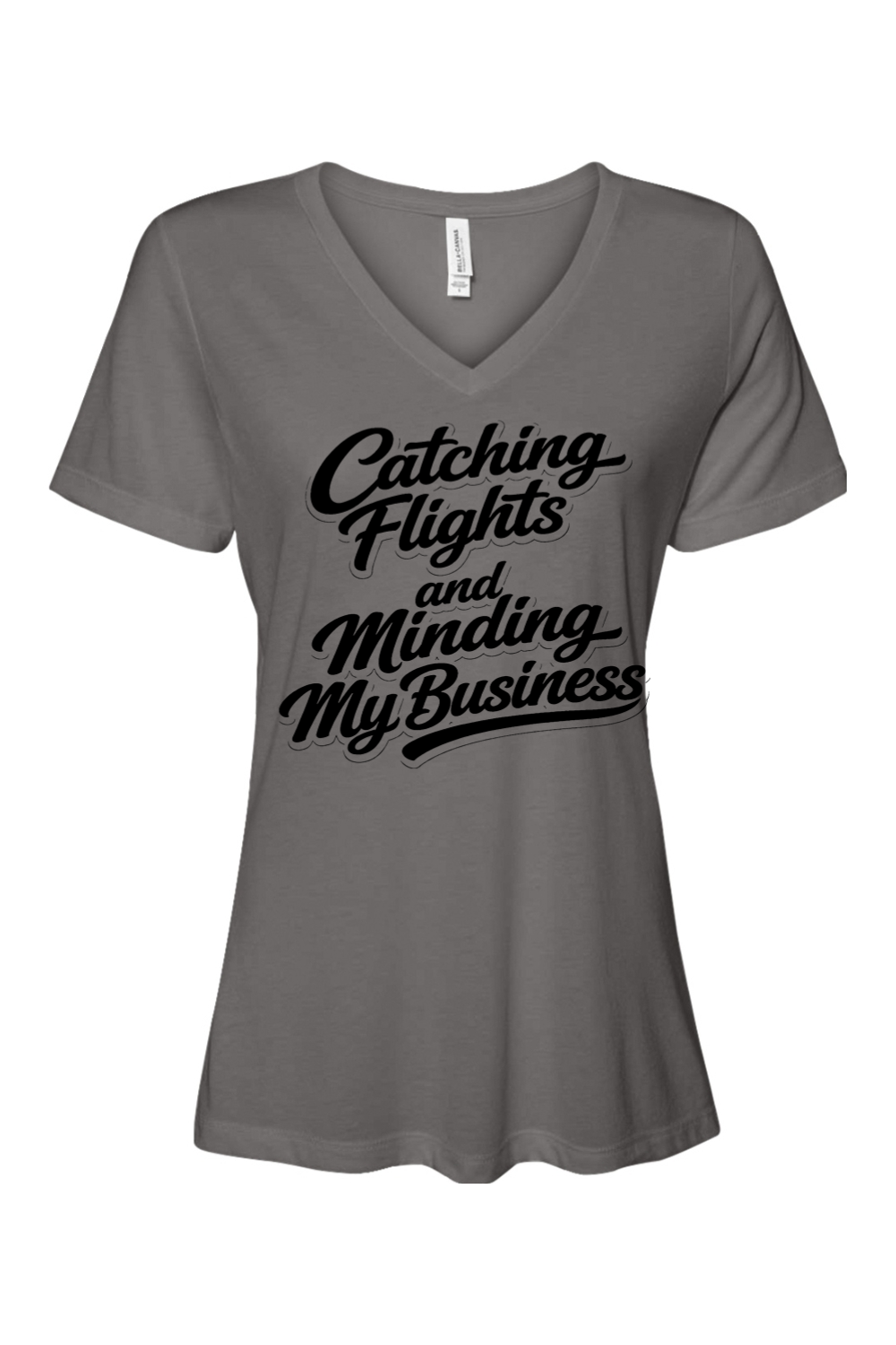 Minding My Business - Black Font Women's Short Sleeve V-Neck Shirt