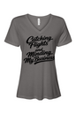Minding My Business - Black Font Women's Short Sleeve V-Neck Shirt