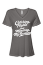 Minding My Business - White Font Women's Short Sleeve V-Neck Shirt