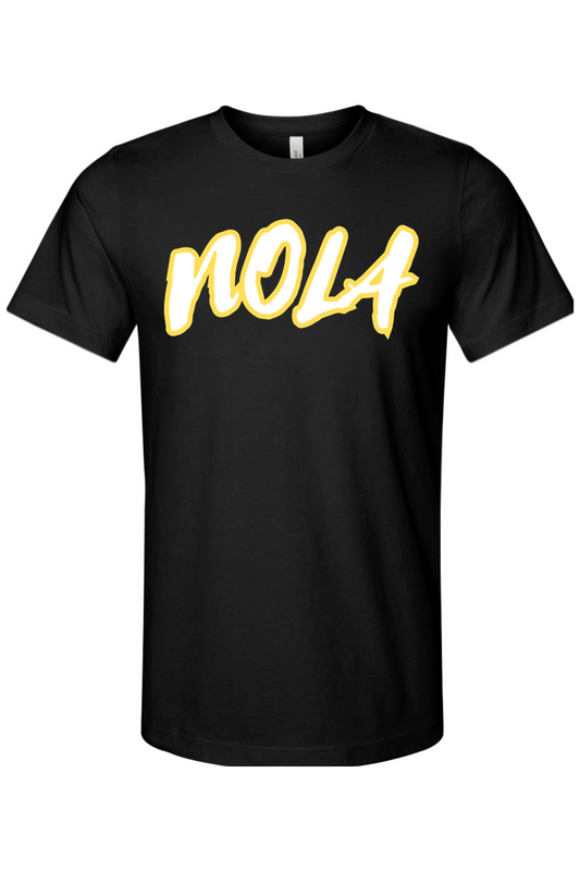 NOLA - Gold/White Font Unisex Short Sleeve Shirt