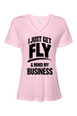 Get Fly & Mind My Business - Black Font Short Sleeve V-Neck T-Shirt