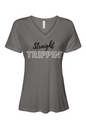 Straight Trippin' - Black/WhiteFont Women’s V-Neck Short Sleeve Shirt