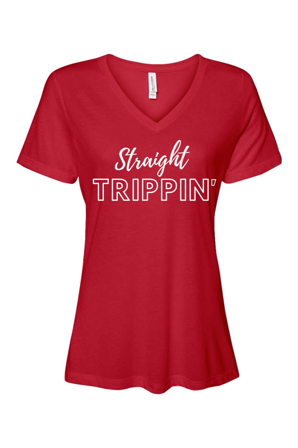 Straight Trippin' - White Font Women’s V-Neck Short Sleeve Shirt