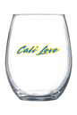 Cali Love - Yellow/Blue Font 21 oz. Stemless Wine Glass