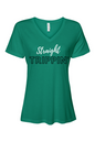 Straight Trippin' - White/Black Font Women’s V-Neck Short Sleeve Shirt