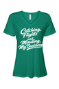 Minding My Business - White Font Women's Short Sleeve V-Neck Shirt