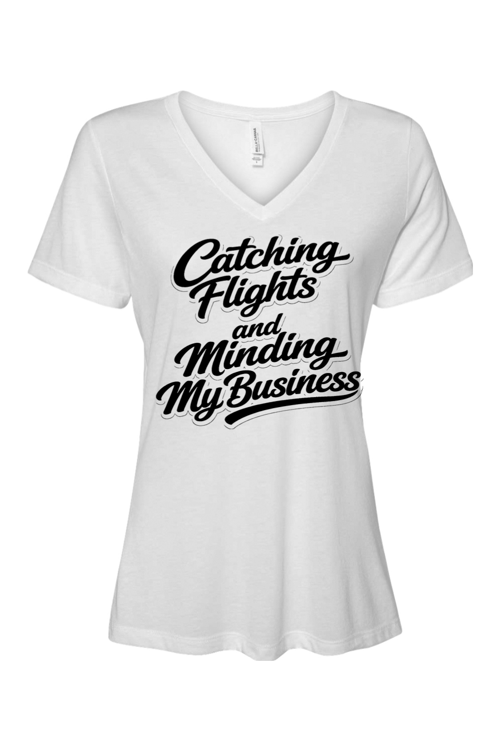 Minding My Business - Black Font Women's Short Sleeve V-Neck Shirt
