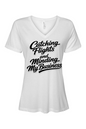 Minding My Business - Black Font Women's Short Sleeve V-Neck Shirt
