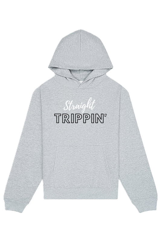 Straight Trippin' - White/Black Font Heavyweight Hoodie