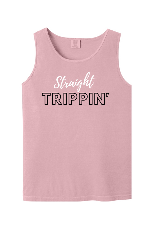Straight Trippin' - White/Black Font Unisex Tank Top