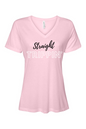Straight Trippin' - Black/WhiteFont Women’s V-Neck Short Sleeve Shirt