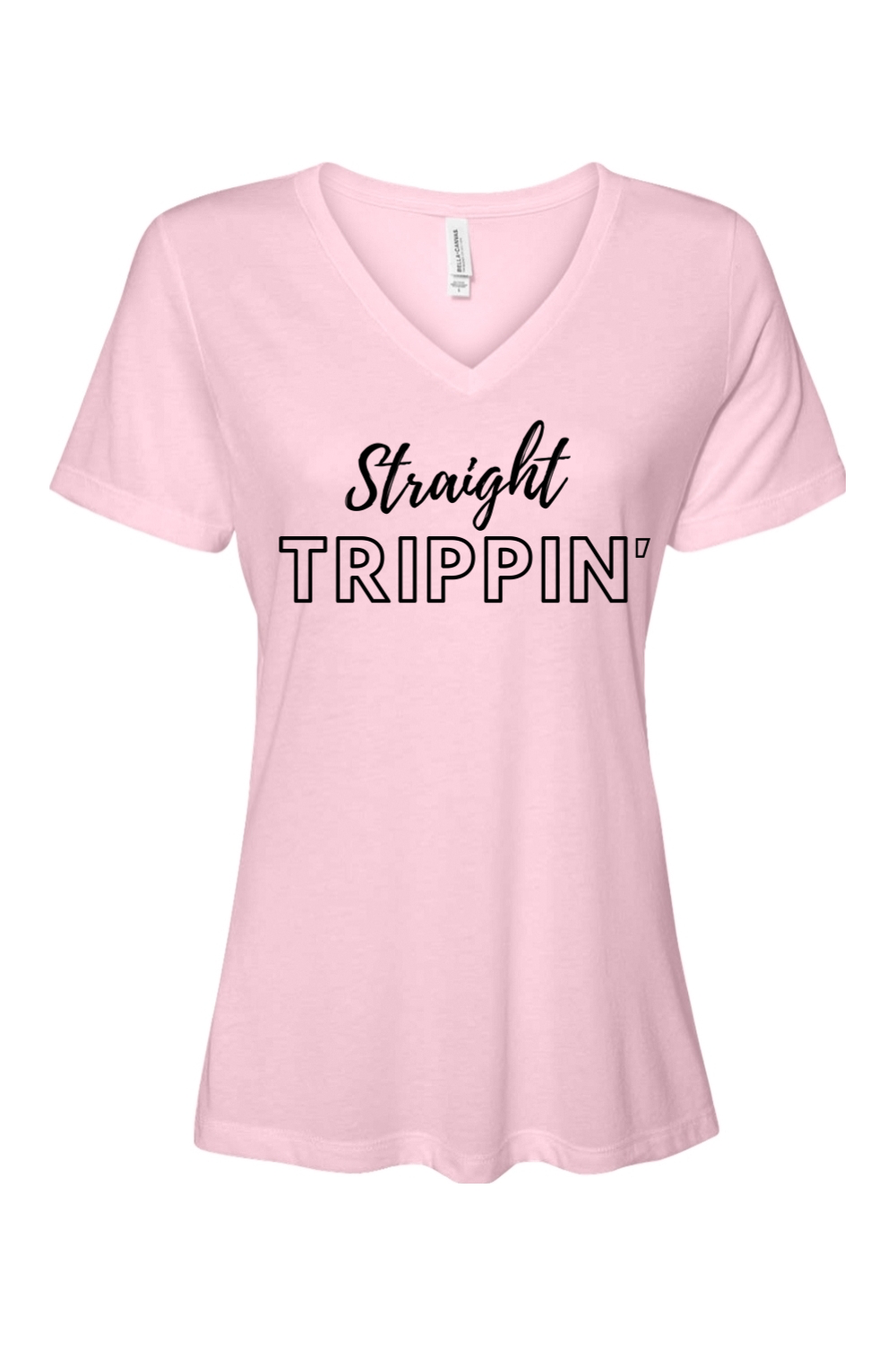 Straight Trippin' - Black Font Women’s V-Neck Short Sleeve Shirt