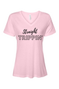 Straight Trippin' - Black Font Women’s V-Neck Short Sleeve Shirt